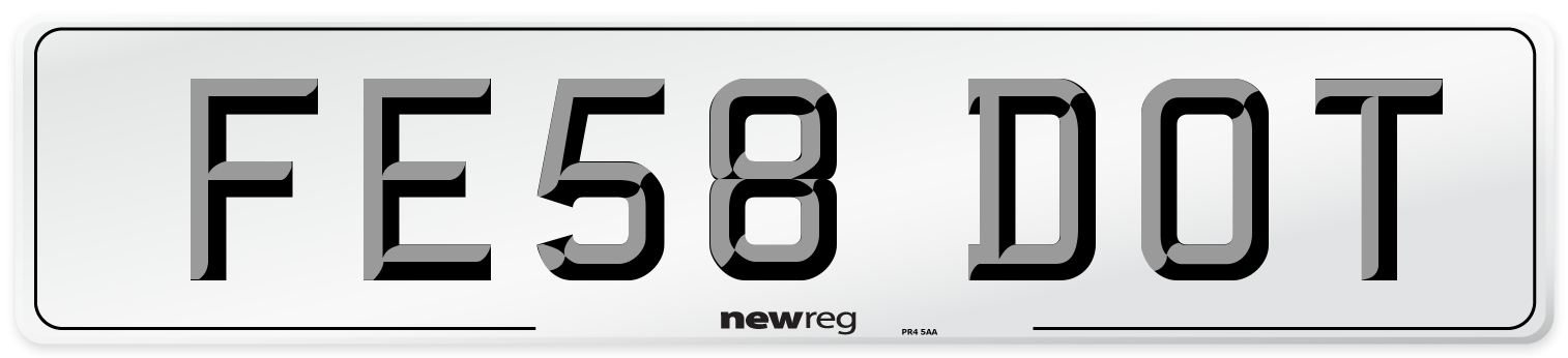 FE58 DOT Number Plate from New Reg